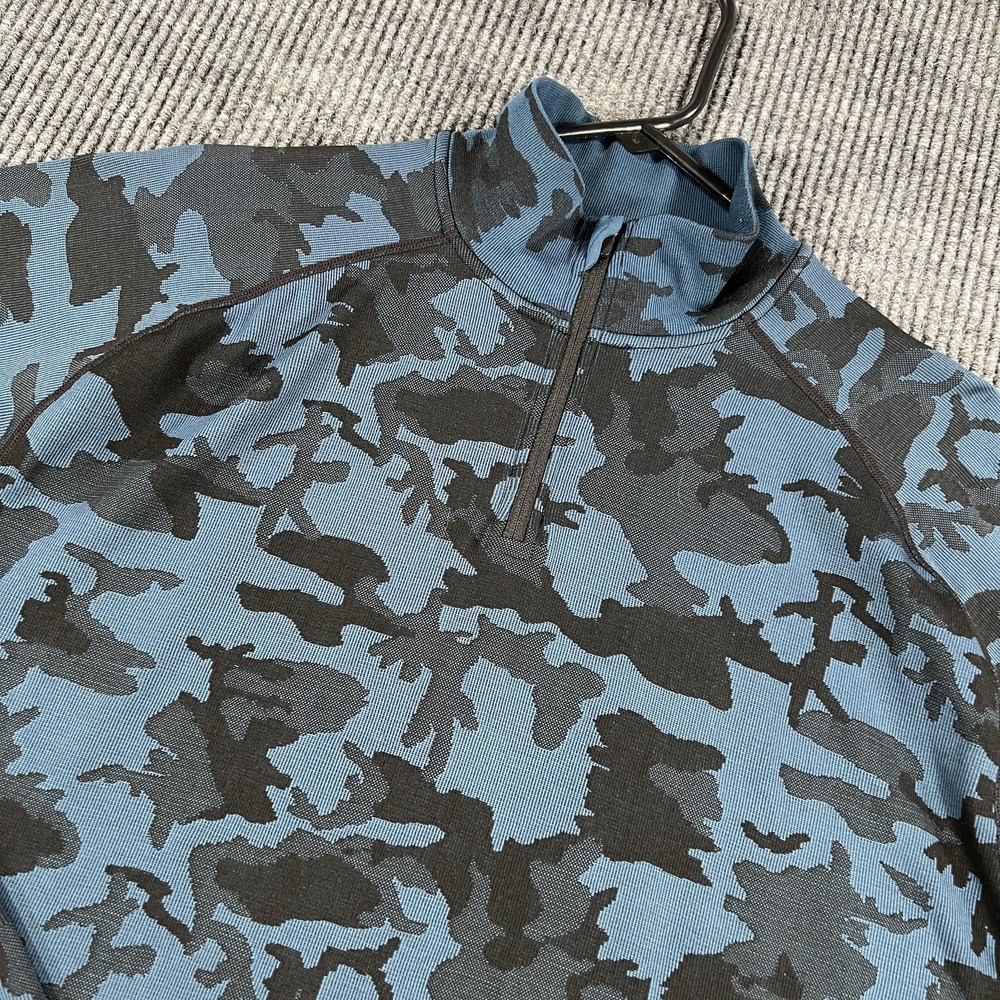 UNRL Golf‎ Sweater Mens Large Blue Camo Quarter Zip Pullover Athletic Top